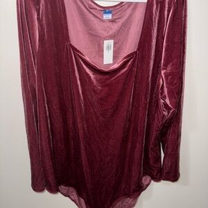 Burgundy Velvet Long Sleeve Top